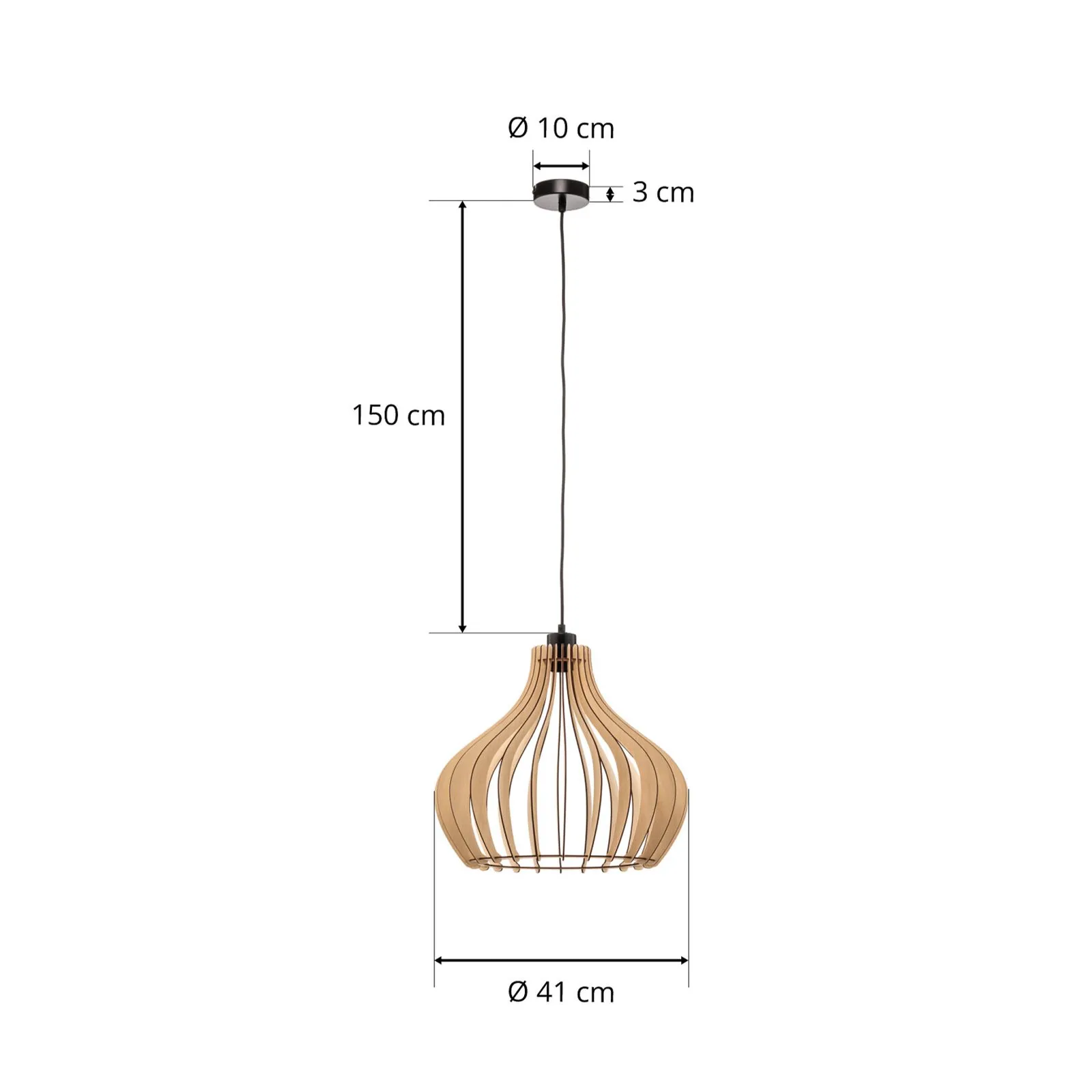 Lampada a sospensione Envostar Faje, compensato di betulla, a 1 luce