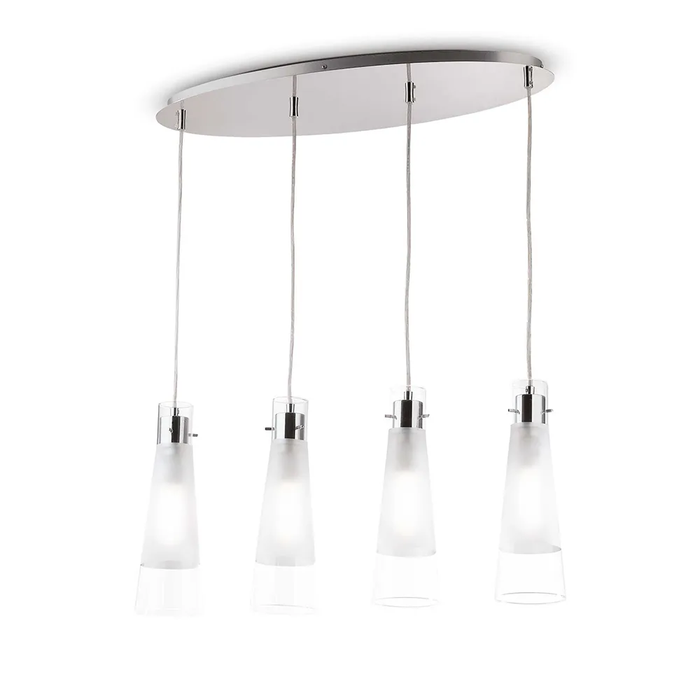 Lampada a Sospensione IDEAL LUX – KUKY Metallo Cromo Vetro 4 Luci