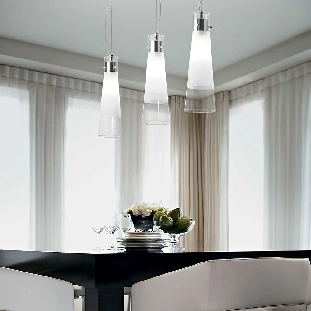 Lampada a Sospensione IDEAL LUX – KUKY Metallo Cromo Vetro 4 Luci