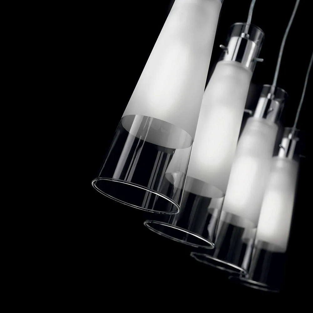 Lampada a Sospensione IDEAL LUX – KUKY Metallo Cromo Vetro 4 Luci