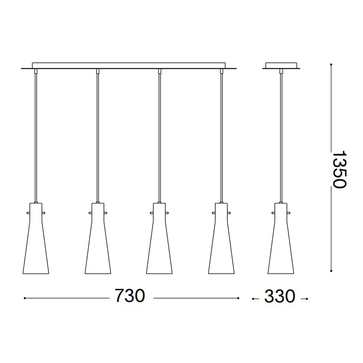 Lampada a Sospensione IDEAL LUX – KUKY Metallo Cromo Vetro 4 Luci