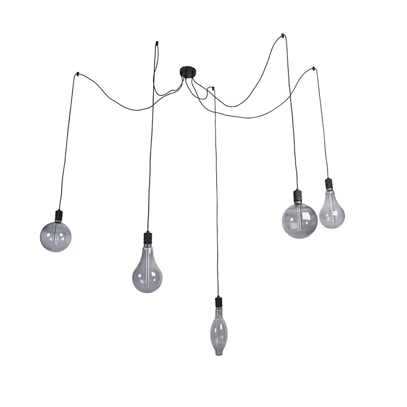 Lampada a sospensione in vetro fumé incl.5 sorgenti luminose dimmerabile - Cavalux