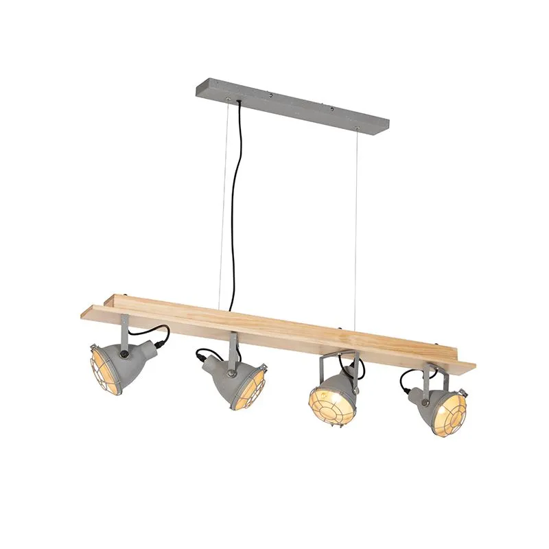 Lampada a sospensione industriale 4-grigio chiaro - Antigo
