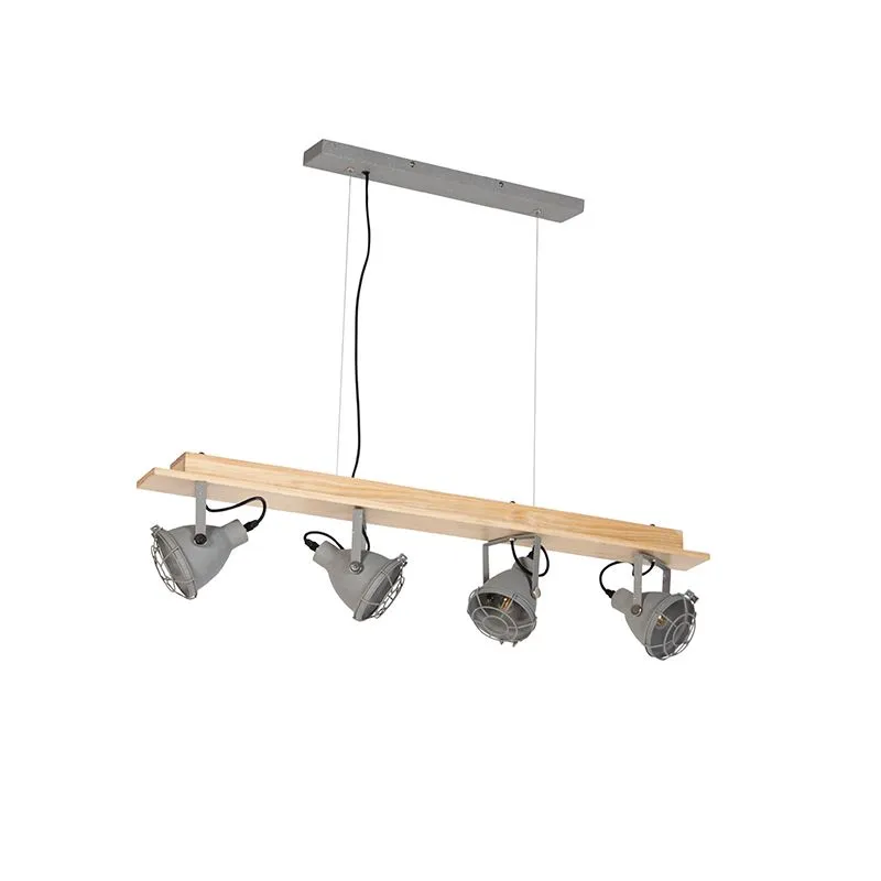 Lampada a sospensione industriale 4-grigio chiaro - Antigo