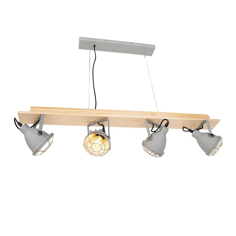 Lampada a sospensione industriale 4-grigio chiaro - Antigo
