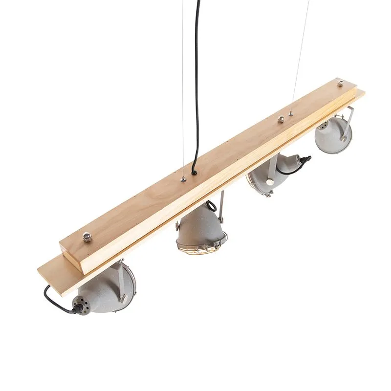 Lampada a sospensione industriale 4-grigio chiaro - Antigo
