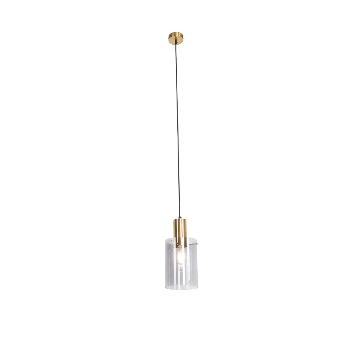 Lampada a sospensione intelligente in ottone con vetro fumé incluso WiFi A60 - Vidra