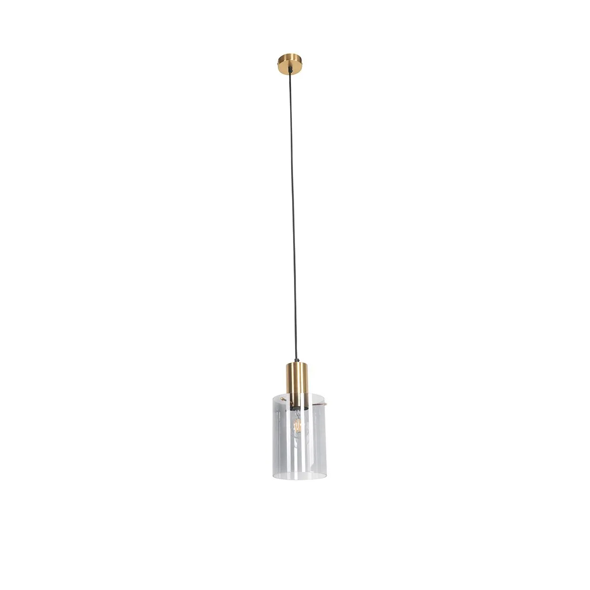 Lampada a sospensione intelligente in ottone con vetro fumé incluso WiFi A60 - Vidra