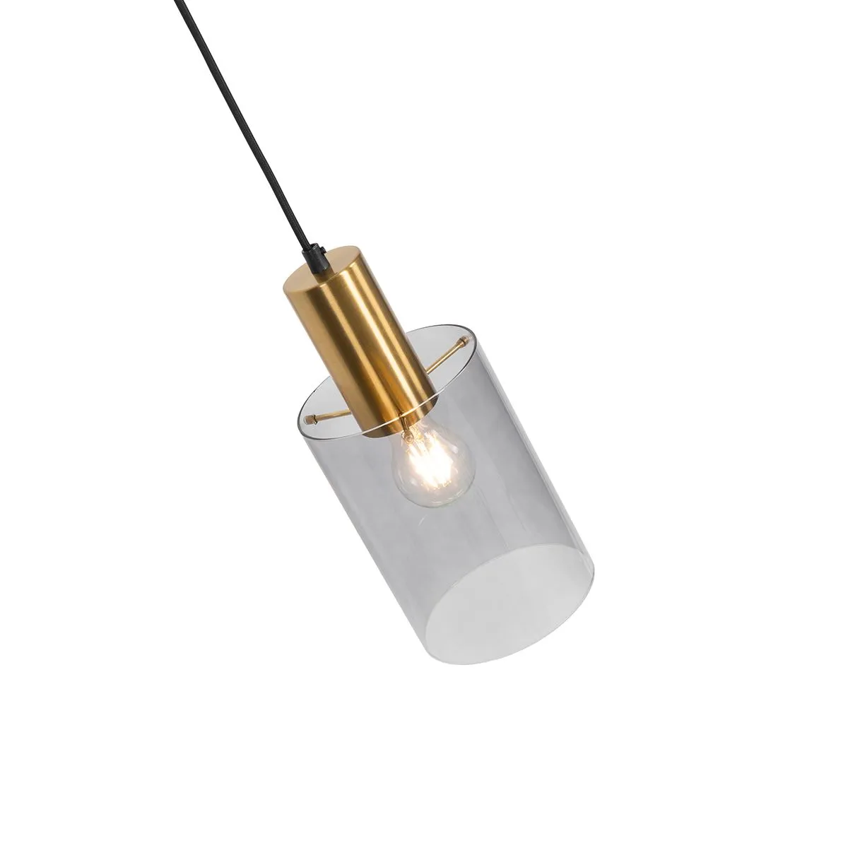 Lampada a sospensione intelligente in ottone con vetro fumé incluso WiFi A60 - Vidra