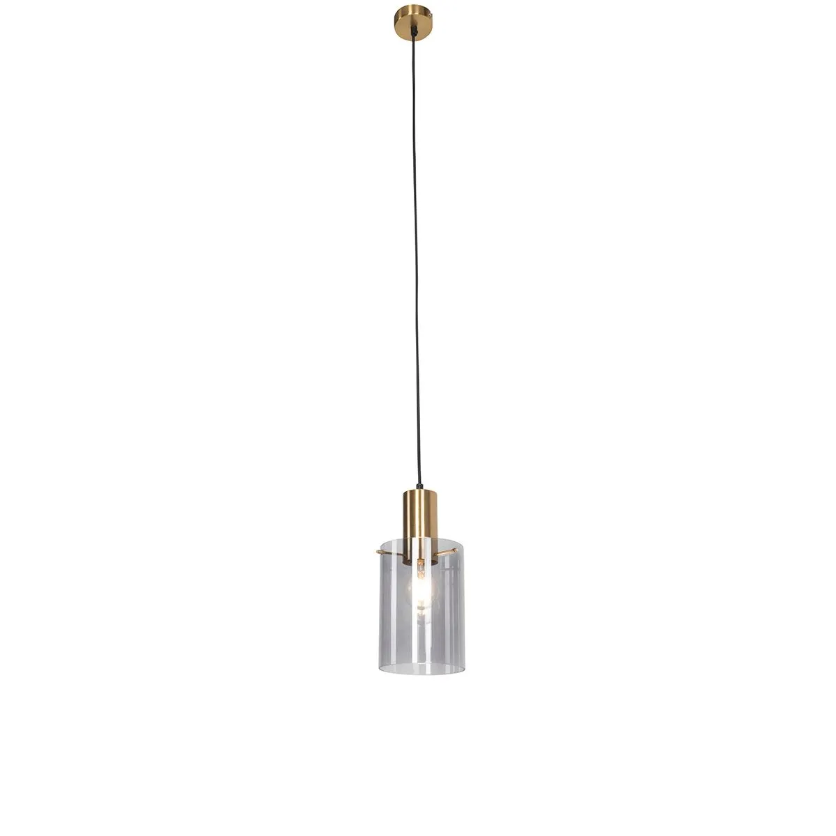 Lampada a sospensione intelligente in ottone con vetro fumé incluso WiFi A60 - Vidra
