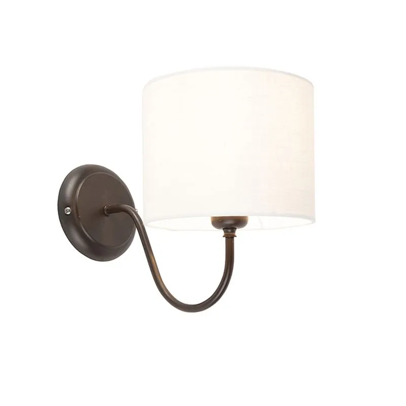 Lampada da parete classica marrone con paralume 18/18/14 bianco