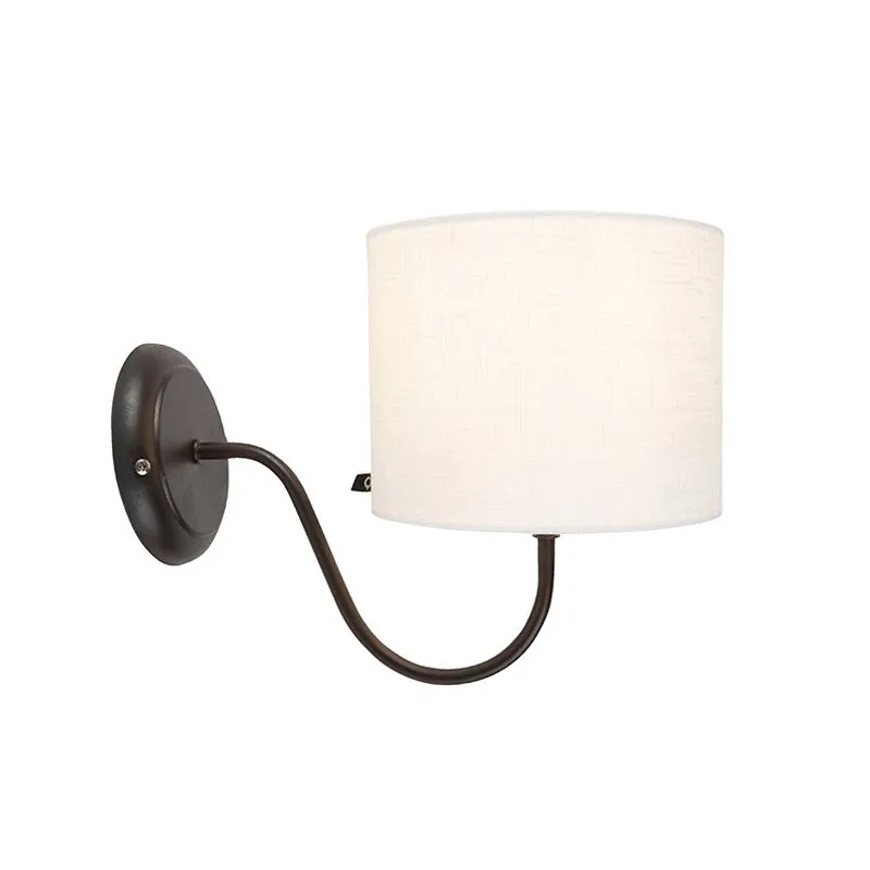 Lampada da parete classica marrone con paralume 18/18/14 bianco