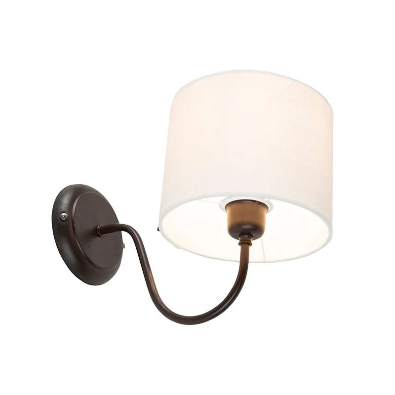 Lampada da parete classica marrone con paralume 18/18/14 bianco