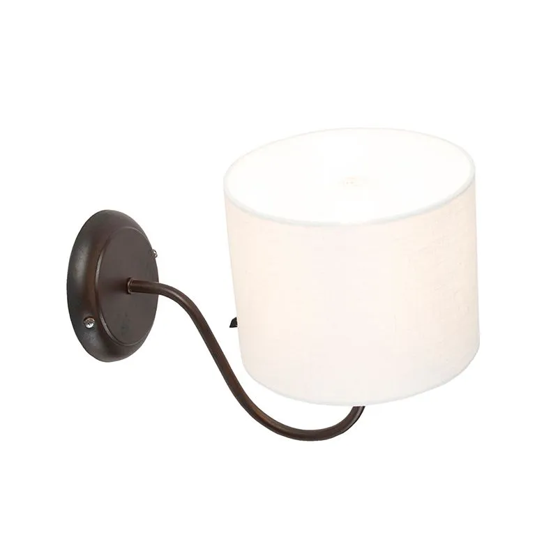 Lampada da parete classica marrone con paralume 18/18/14 bianco