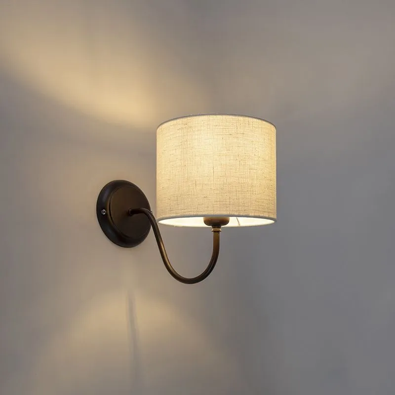 Lampada da parete classica marrone con paralume 18/18/14 bianco