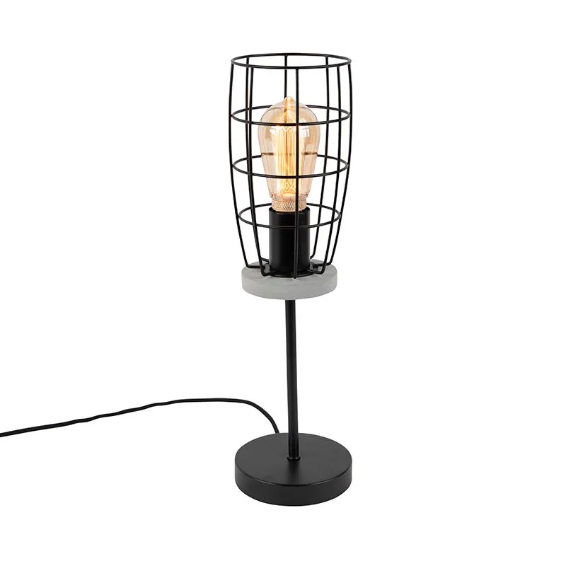Lampada da tavolo industriale cemento con nero ROHAN