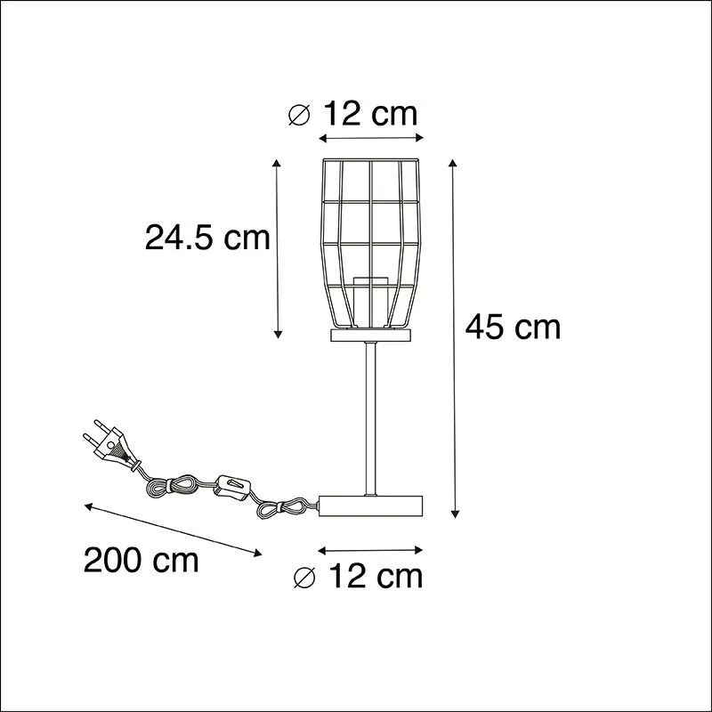 Lampada da tavolo industriale cemento con nero ROHAN