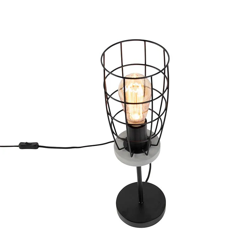 Lampada da tavolo industriale cemento con nero ROHAN