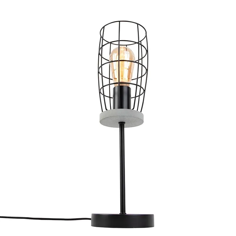 Lampada da tavolo industriale cemento con nero ROHAN