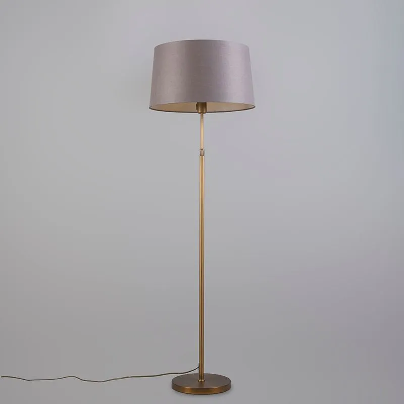 Lampada da terra in bronzo con paralume marrone / grigio regolabile 45 cm - Parte