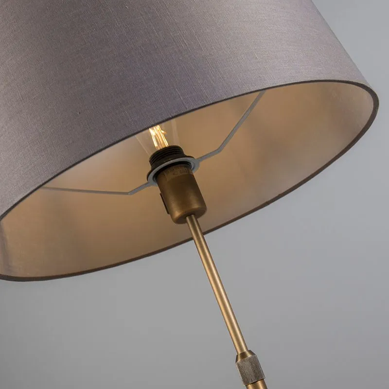 Lampada da terra in bronzo con paralume marrone / grigio regolabile 45 cm - Parte