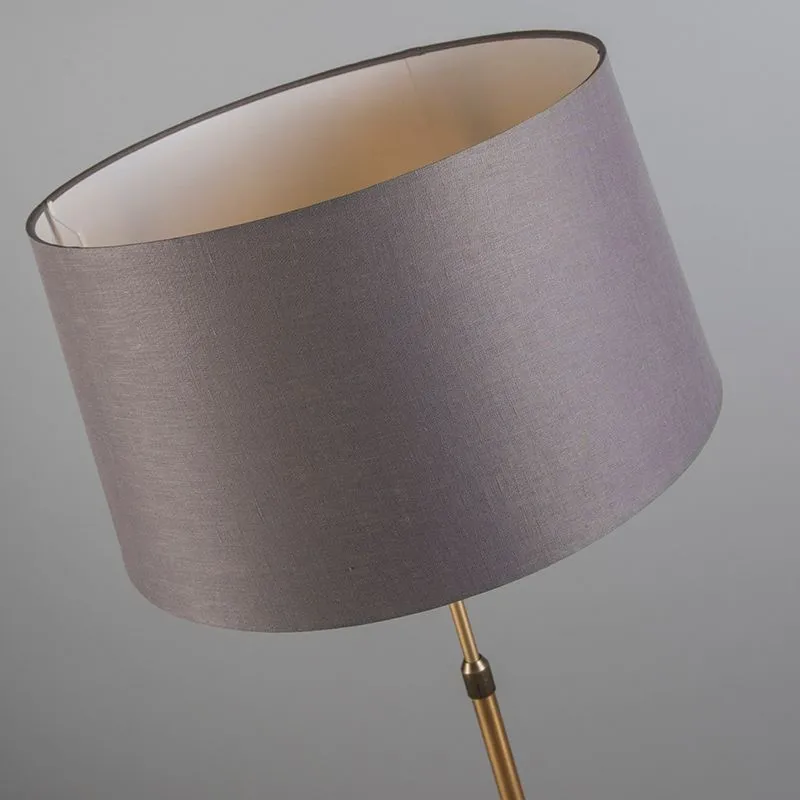 Lampada da terra in bronzo con paralume marrone / grigio regolabile 45 cm - Parte