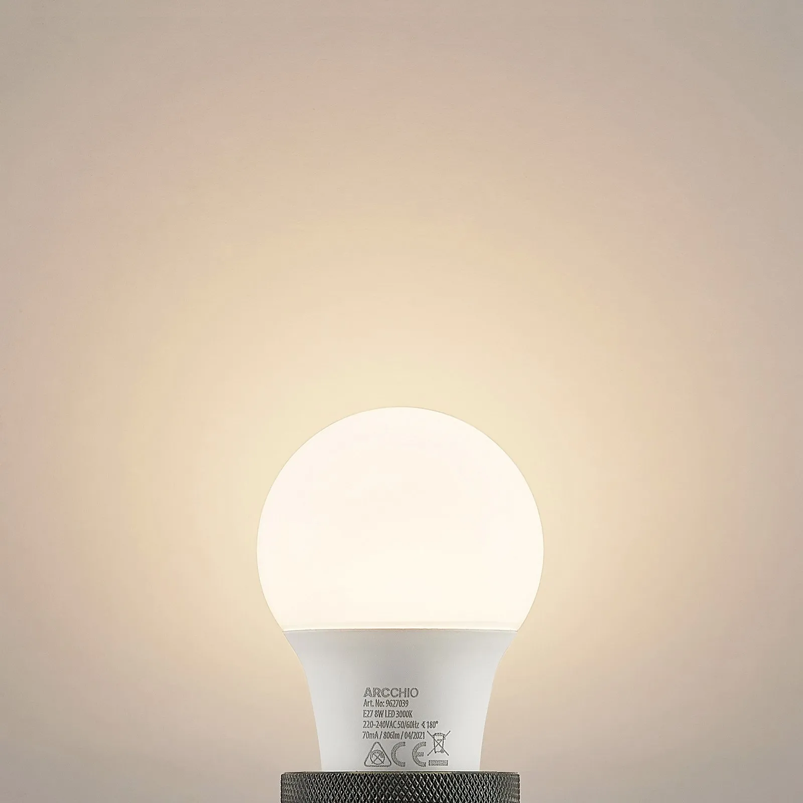 Lampadina LED E27 A60 8W 3.000K opale, set 10x