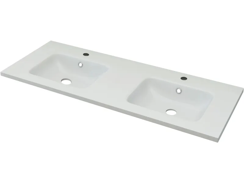 Lavabo integrale in resina 2 vasche cm 121x46