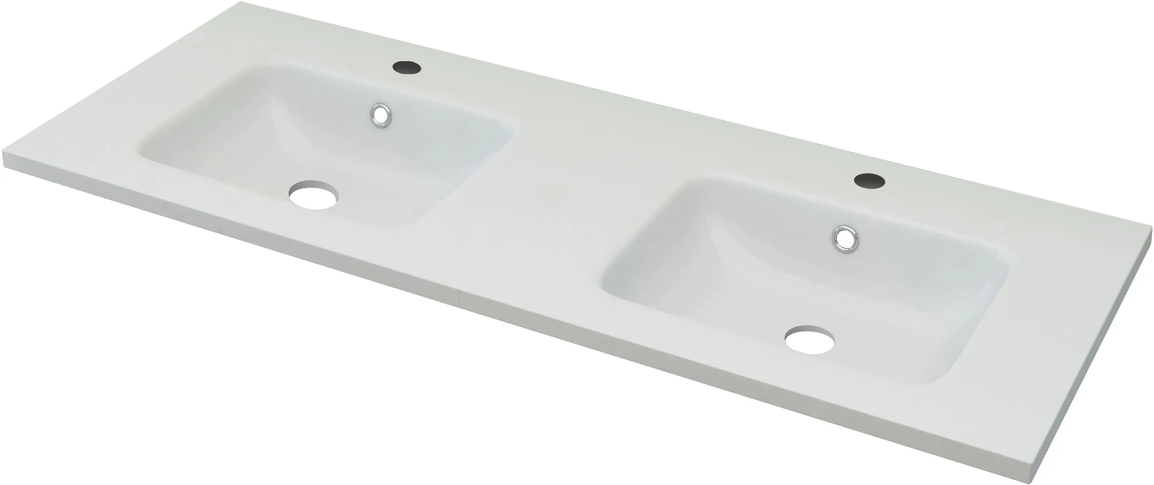 Lavabo integrale in resina 2 vasche cm 121x46