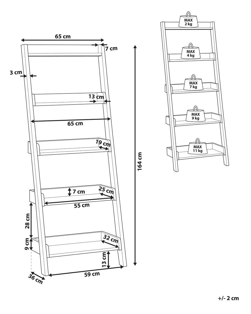 Libreria a 5 ripiani MOBILE TRIO 164 cm Marrone/ Bianco