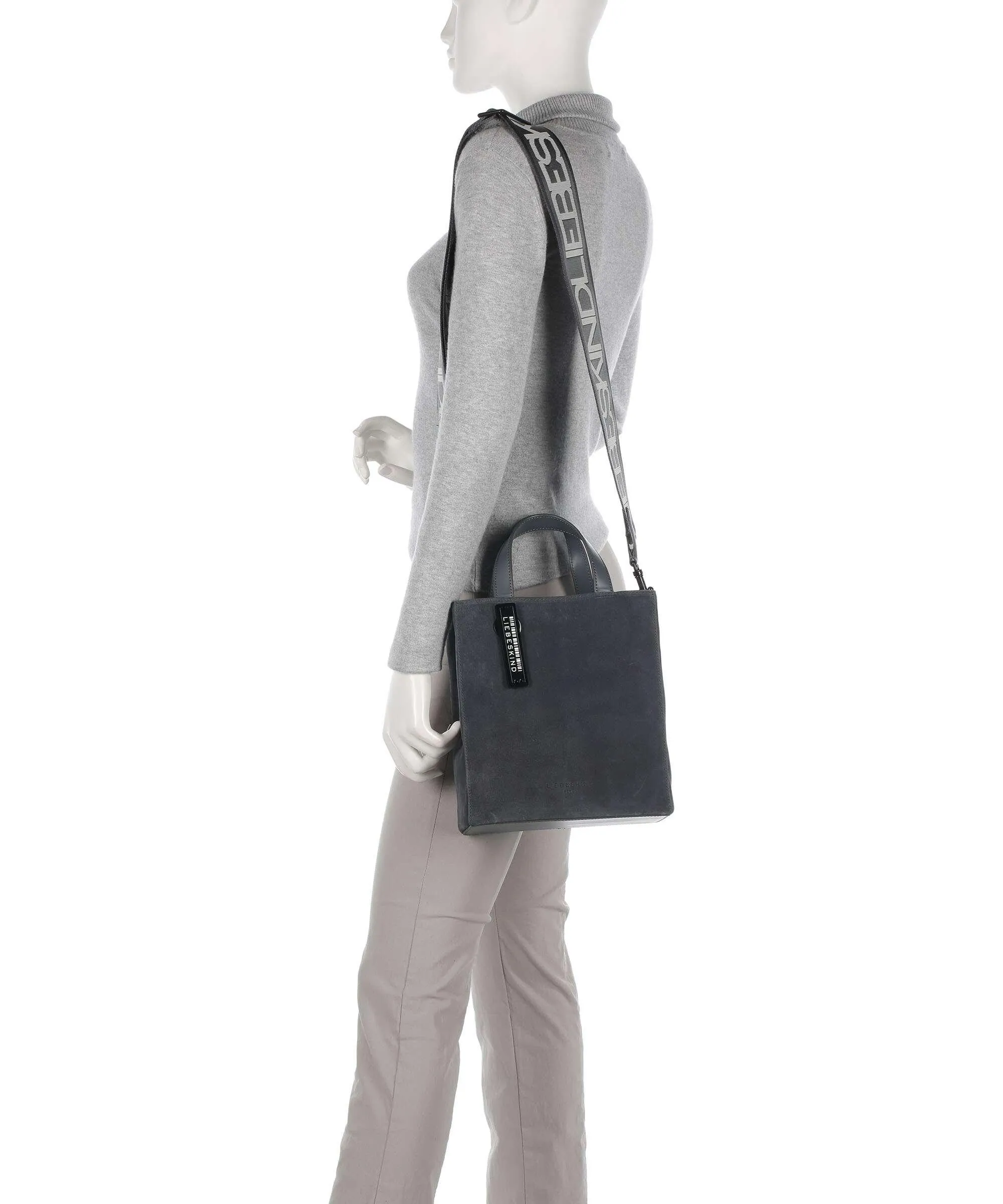  Liebeskind Paper Bag Hydro Suede S Borsa a mano pelle ruvida grigio scuro  