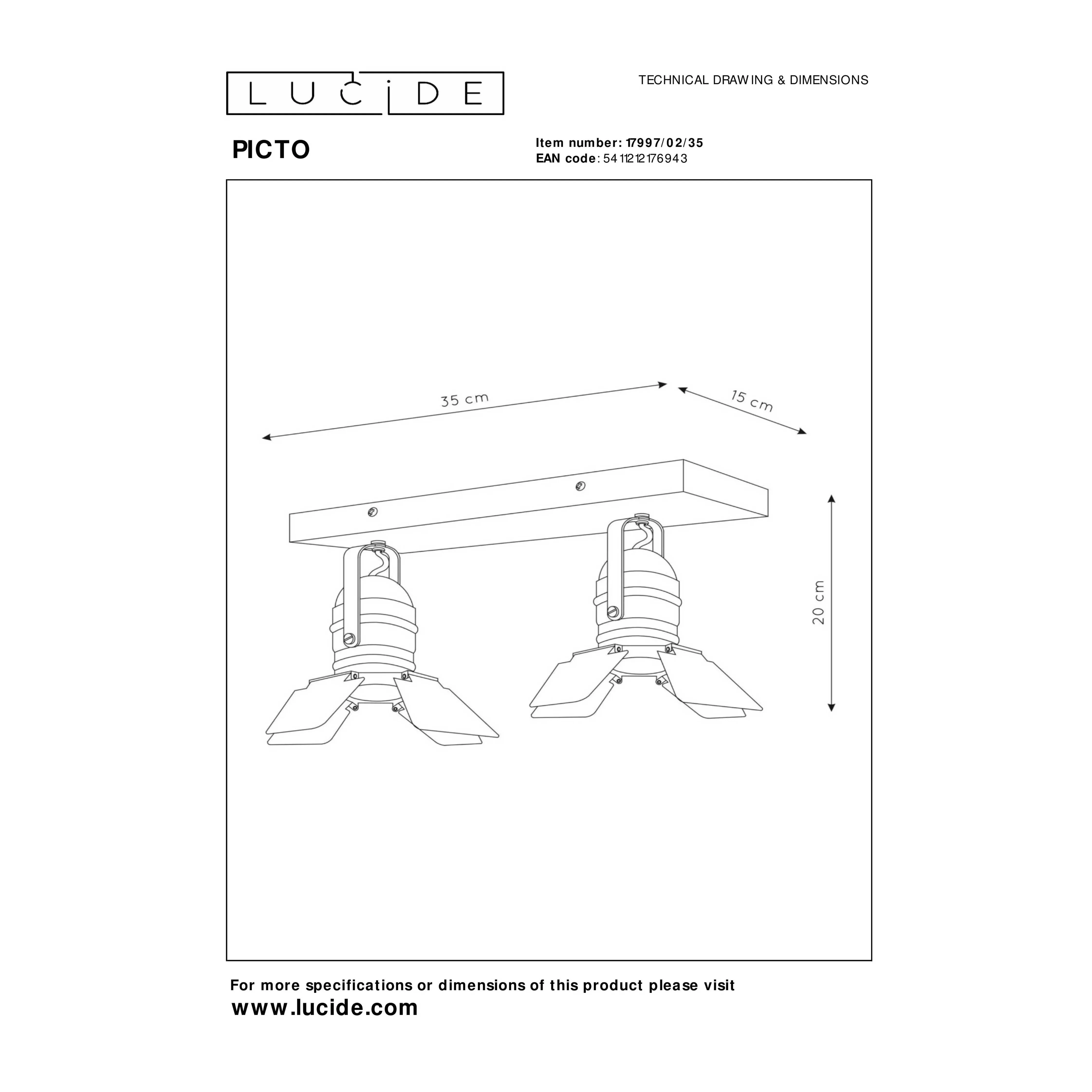 Lucide  Faretto in metallo con doppio diffusore orientabile dal design moderno Picto - 5W