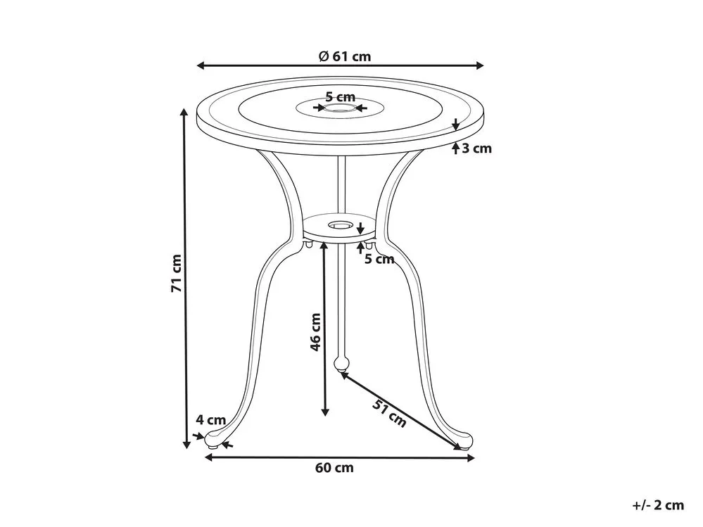 Metal Garden Bistro Table ø 61 cm White DASCIO