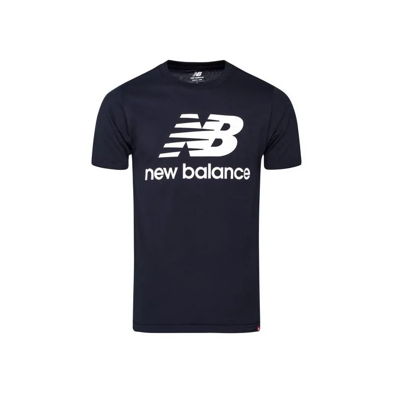 NEW BALANCE T-SHIRT UOMO ESSENTIALS STACKED LOGO COLORE BLU
