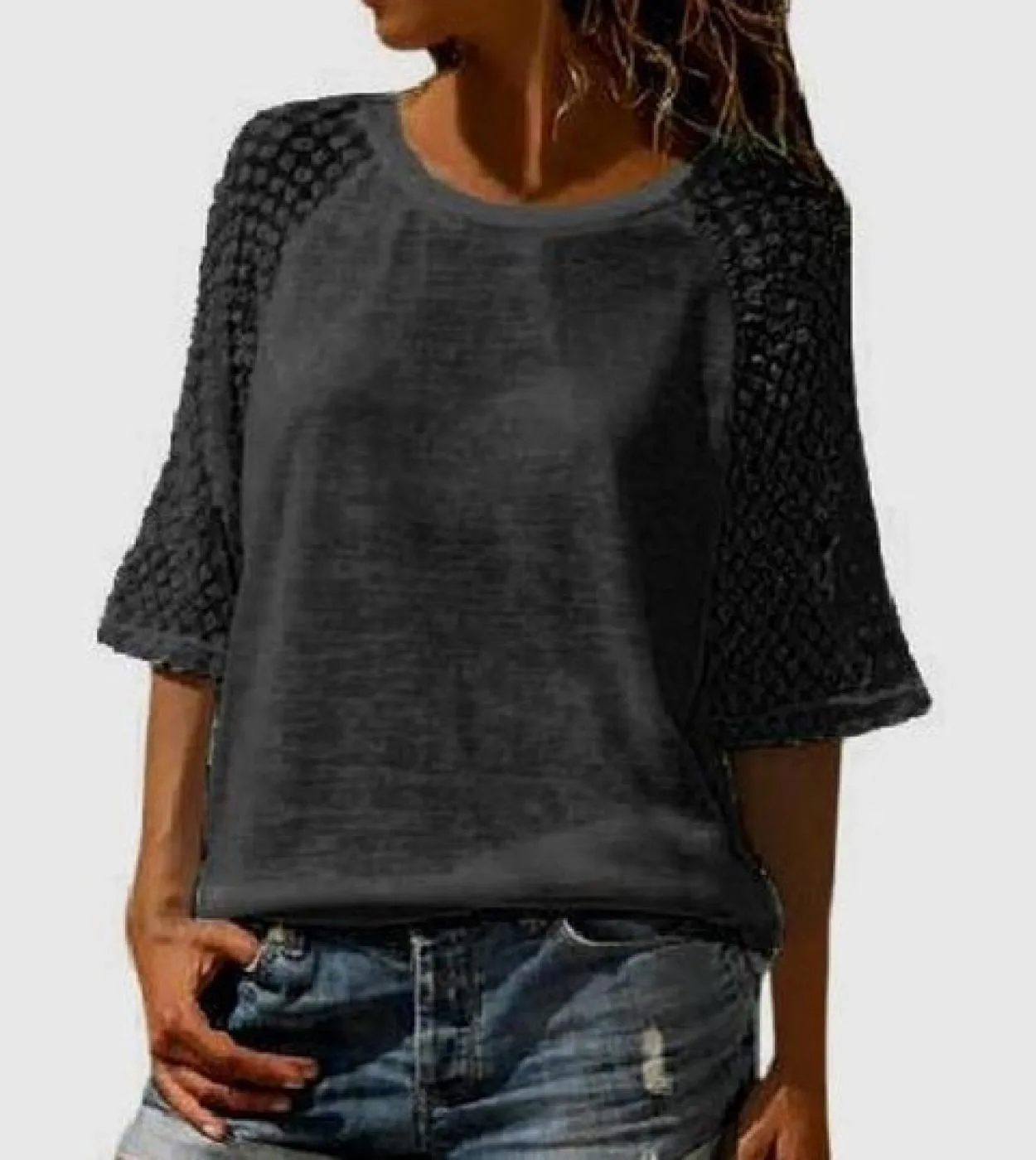 O Collo Mezza Manica Moda T Shirt Femminile delle Donne Magliette Magliette E Camicette Casual Estate Delle Donne Magliette Alle