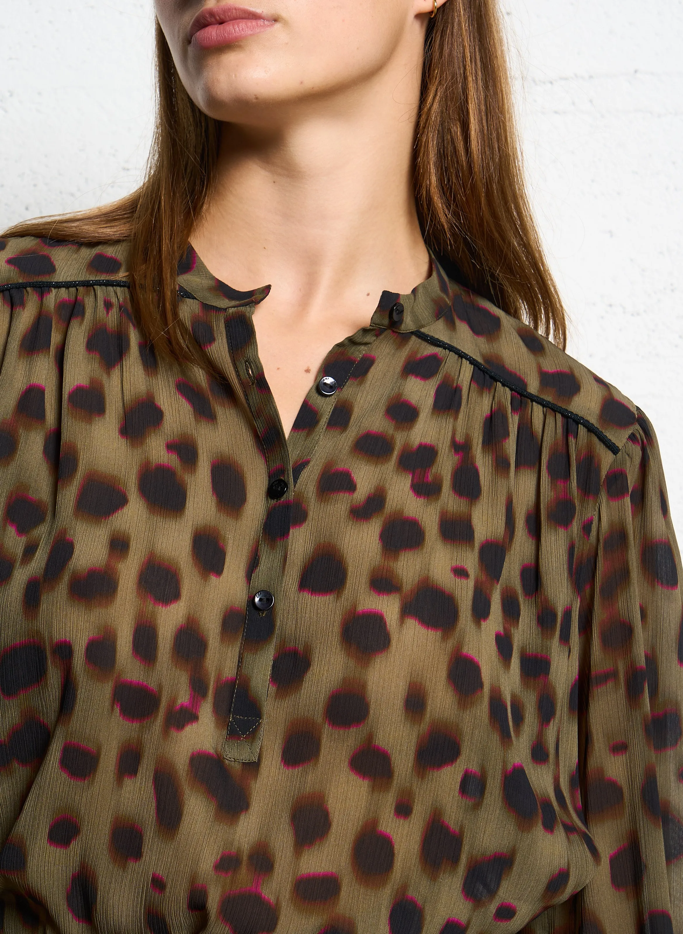  ONE STEP   CLUSE - Blusa dritta stampata | Kaki