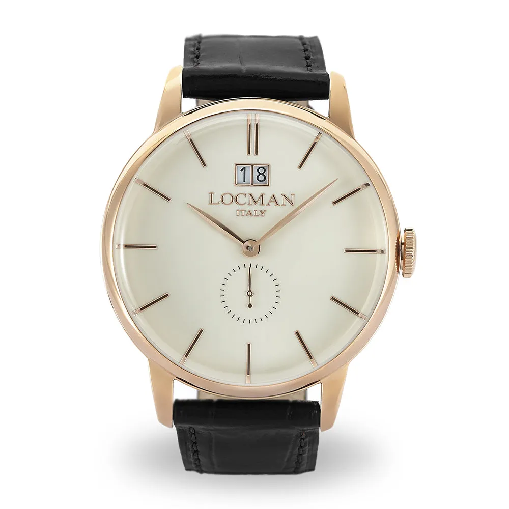 Orologio Uomo 1960 in Acciaio Rose Nero Locman