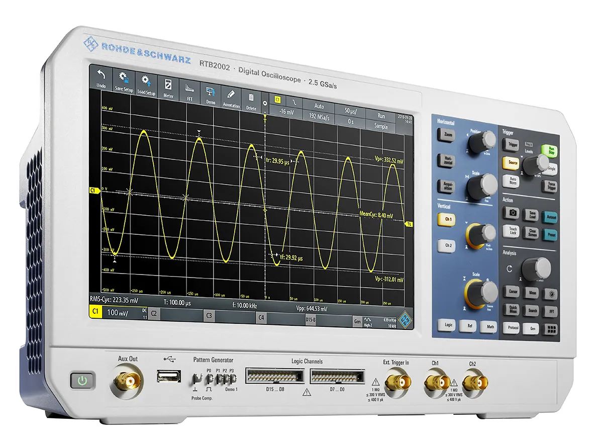 Oscilloscopio Da banco Rohde & Schwarz RTB2002, 2 ch. analogici, 70MHz, Cert. ISO
