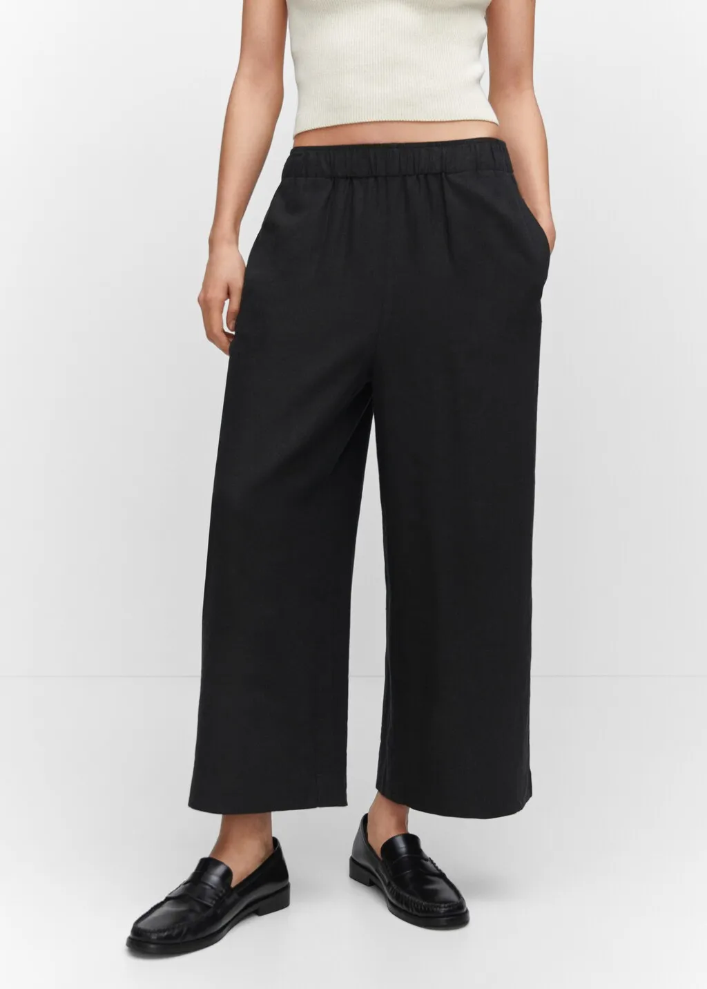 Pantaloni culotte lino