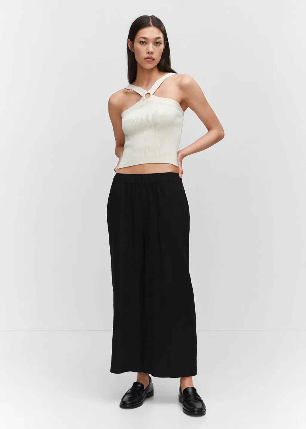 Pantaloni culotte lino