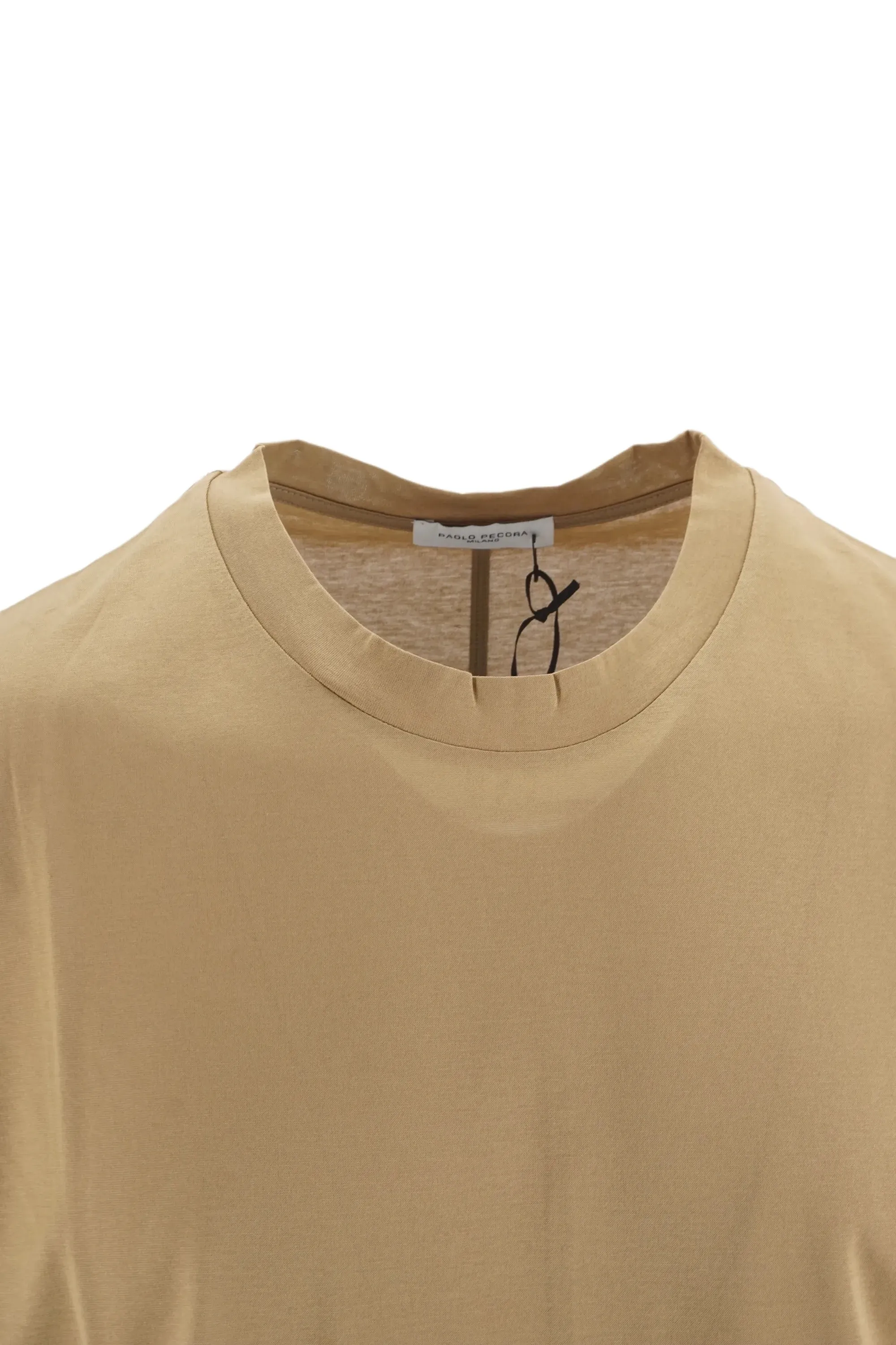 Paolo Pecora Shiny Cotton Jersey T-Shirt / Beige