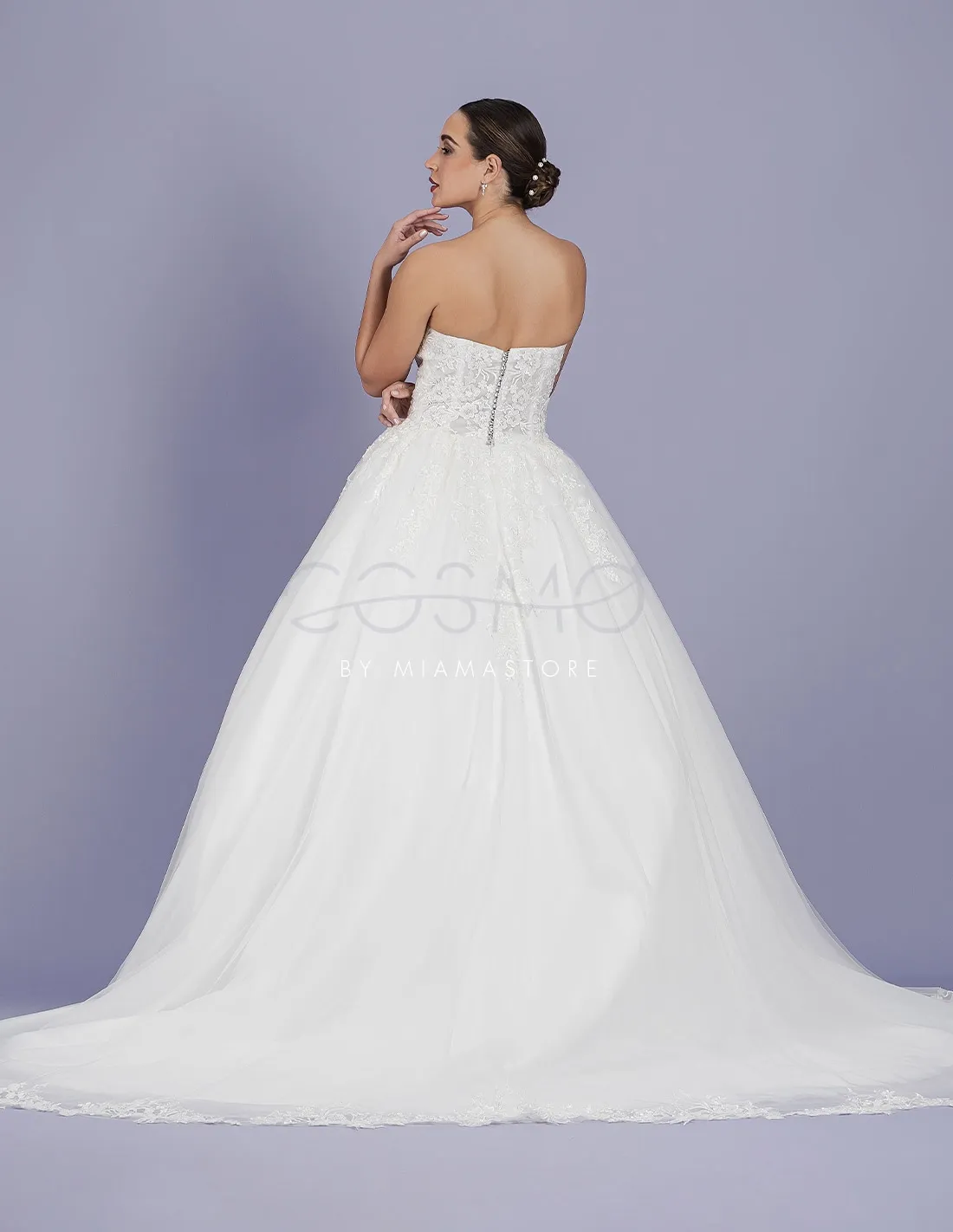 PEGASO - abito da sposa principesco classico con scollo a cuore in pizzo e tulle vaporoso