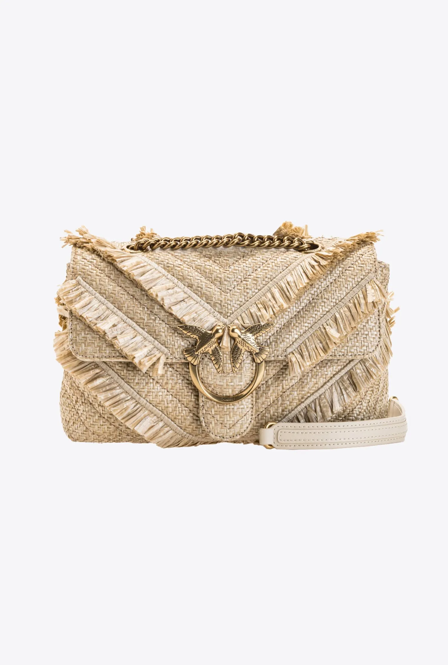 Pinko Lady Love Bag Puff Fringe Chevron / Beige