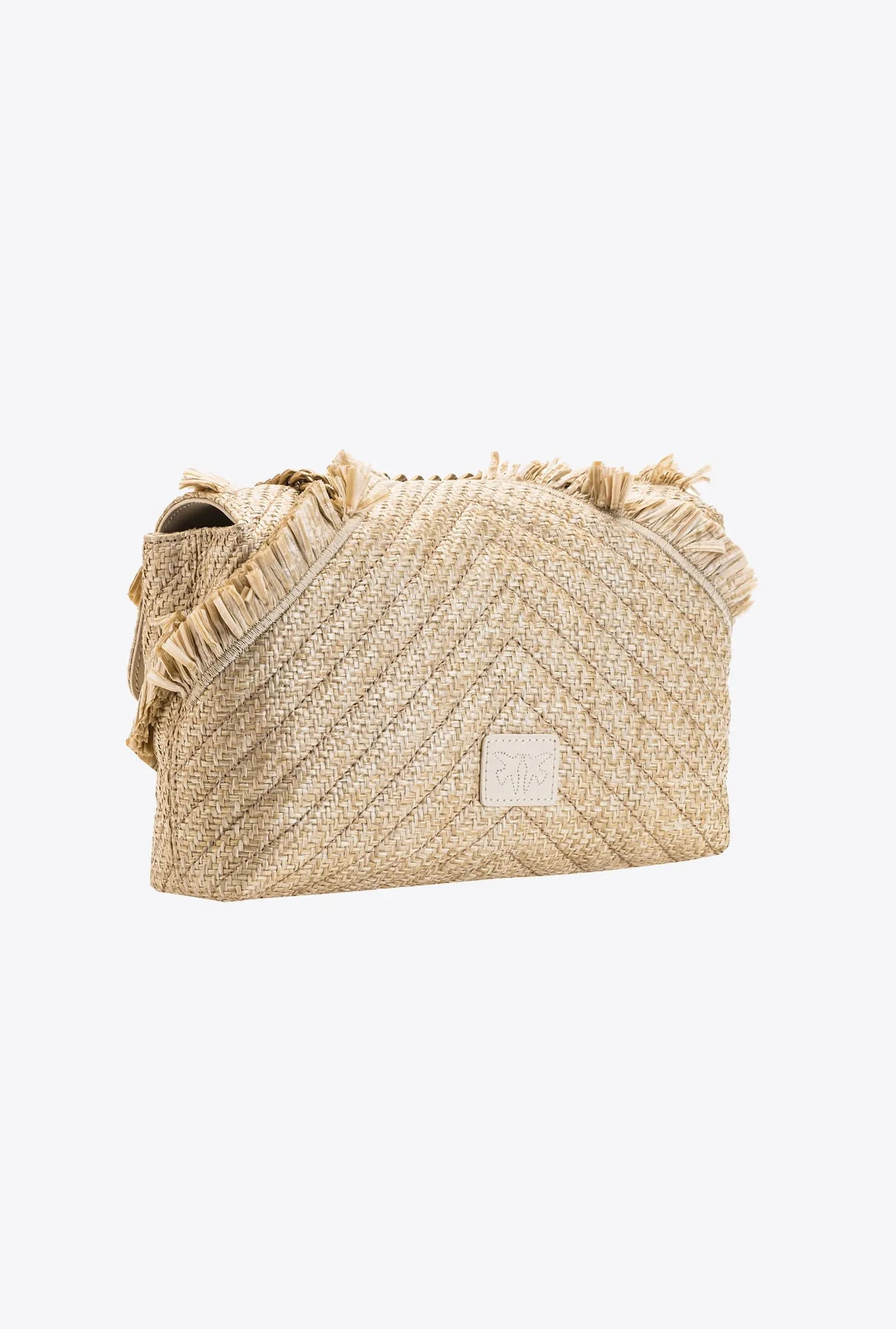 Pinko Lady Love Bag Puff Fringe Chevron / Beige