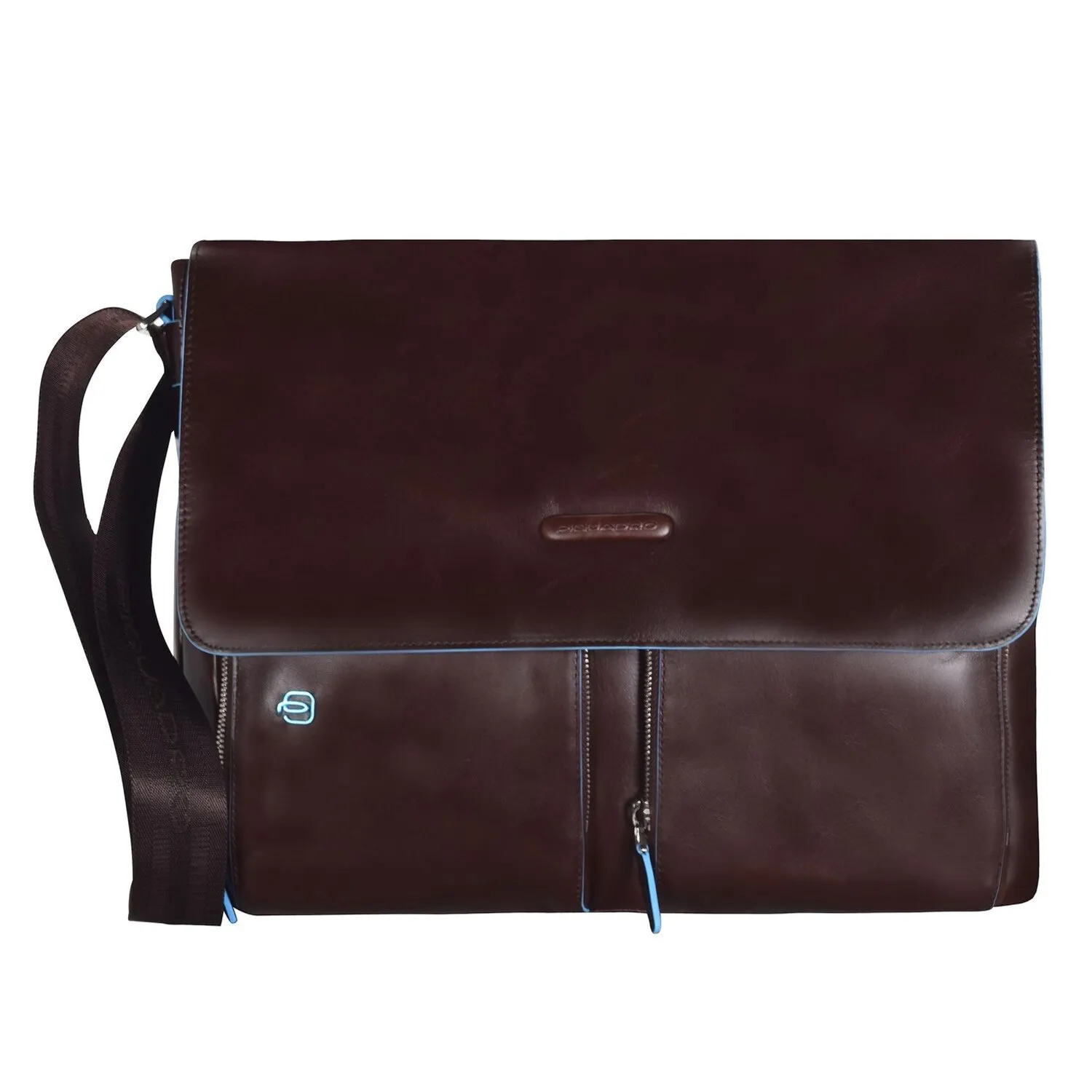 Piquadro Messenger blu quadrato in pelle 37 cm Scomparto per laptop