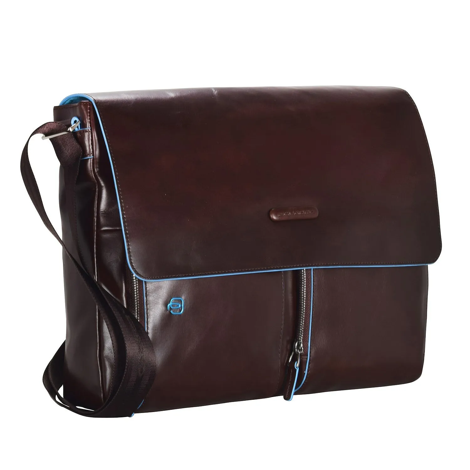 Piquadro Messenger blu quadrato in pelle 37 cm Scomparto per laptop