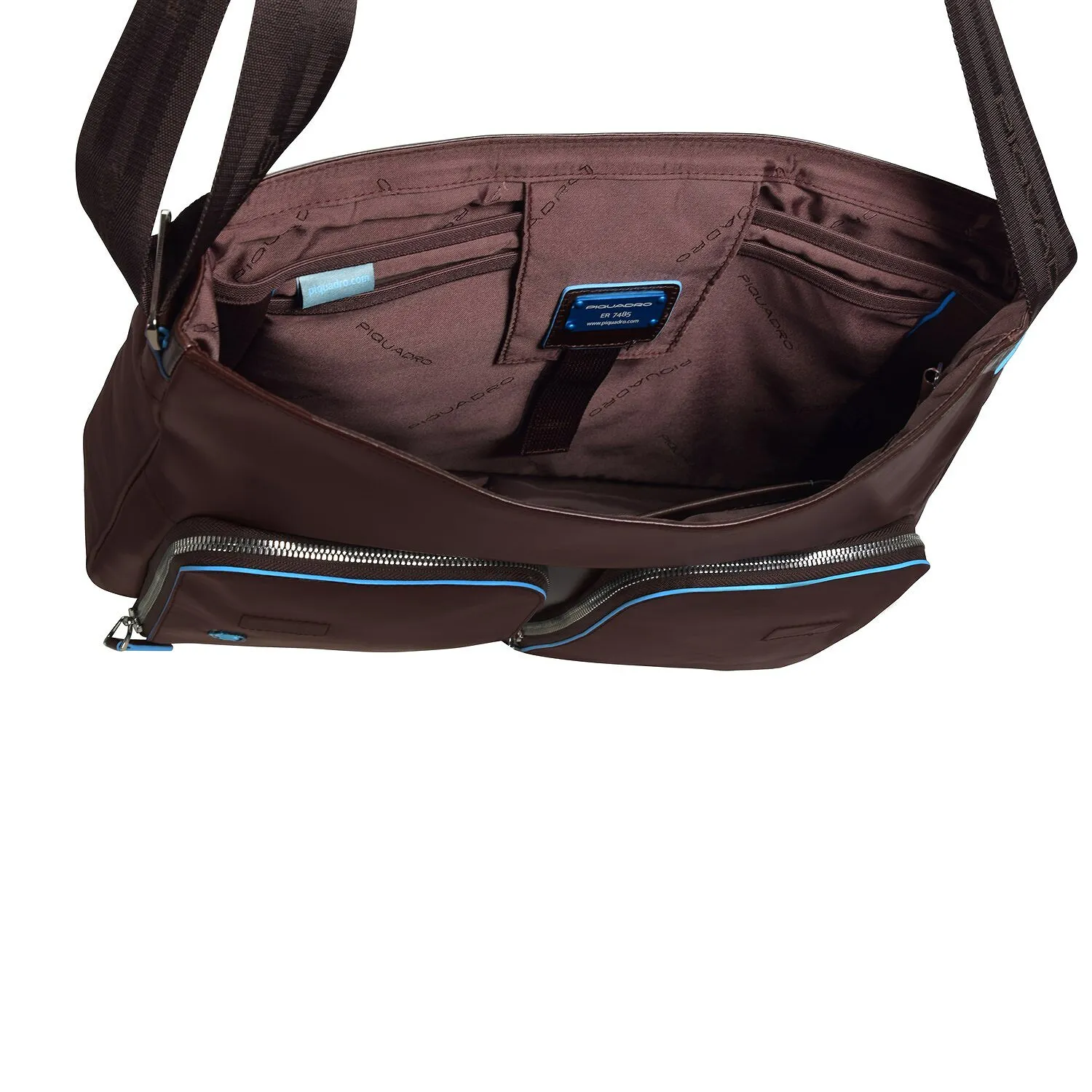 Piquadro Messenger blu quadrato in pelle 37 cm Scomparto per laptop