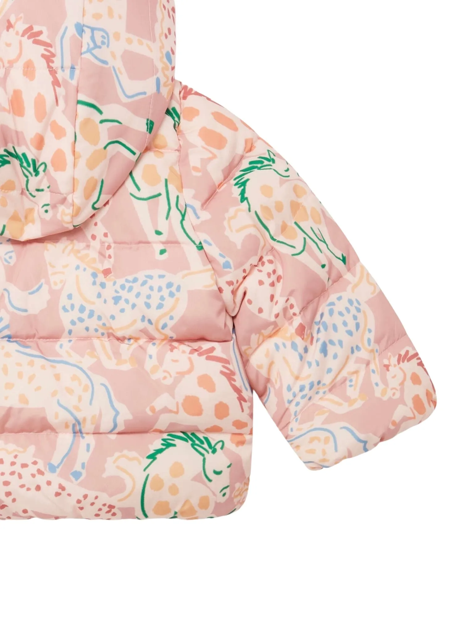 Piumino rosa con stampa cavalli all over per neonata
