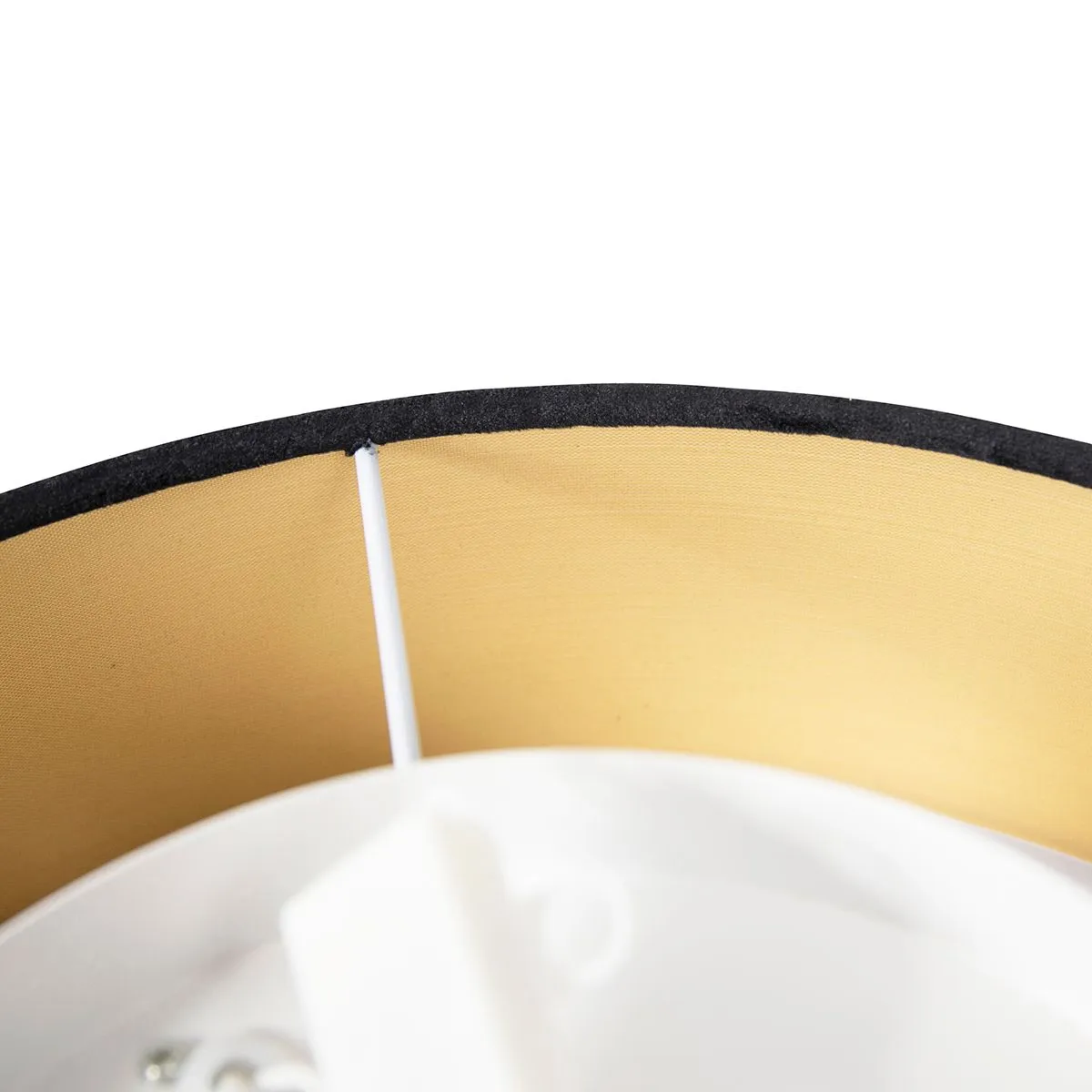 Plafoniera nera 40 cm con interno dorato - Tamburo