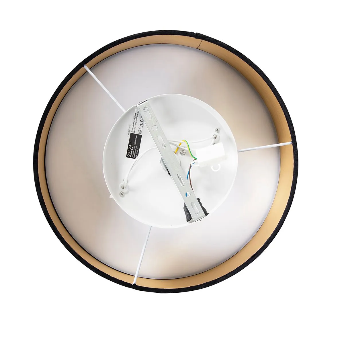 Plafoniera nera 40 cm con interno dorato - Tamburo